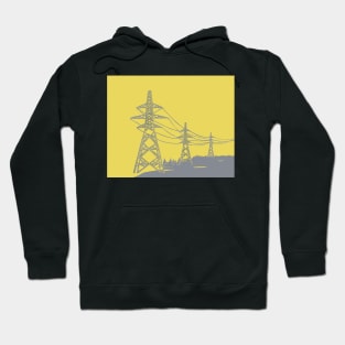 Electricity Pylons in Yellow and Grey Hoodie